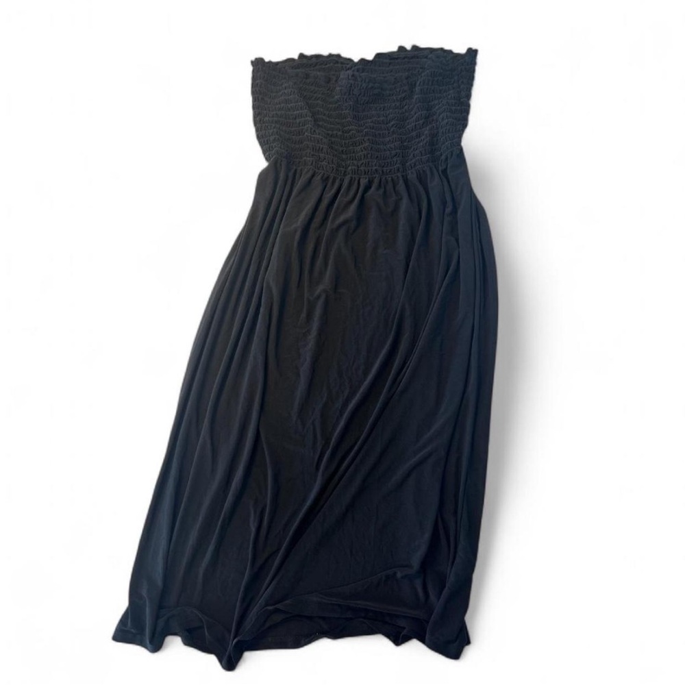 Vintage, Made in USA, Black Strapless Maxi Dress / Coverup
